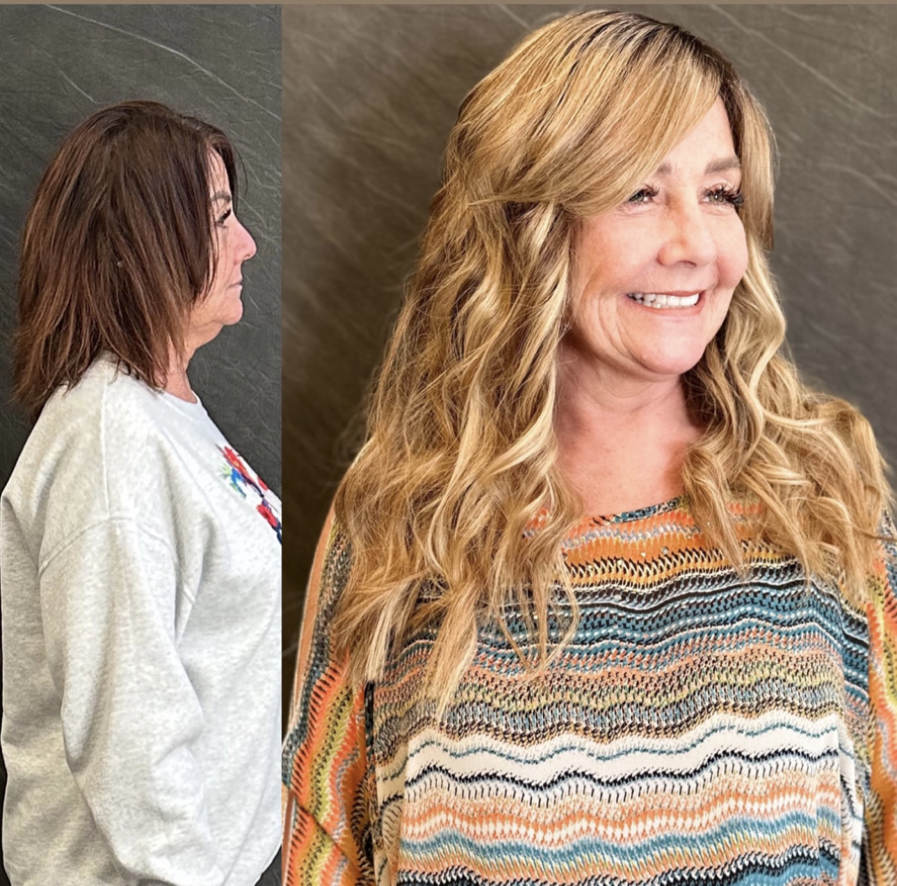 a woman with long hair