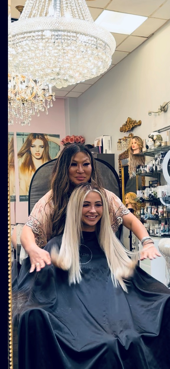 a woman at the hair salon.