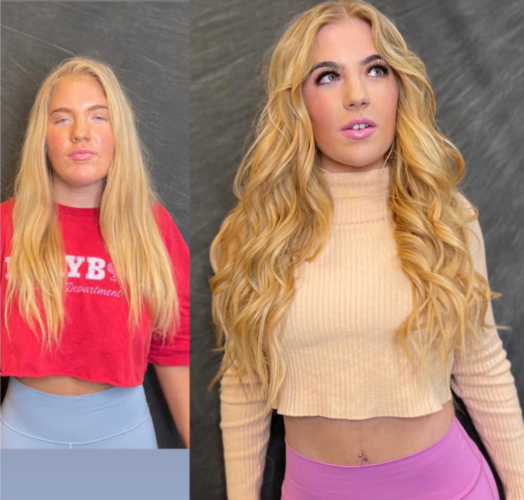 Woman with natural looking hair extensions
